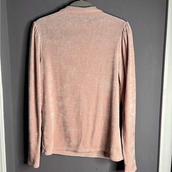 Express Light Pink Chenille High Neck Sweater Puff Sleeves Size Medium - Picture 6 of 7